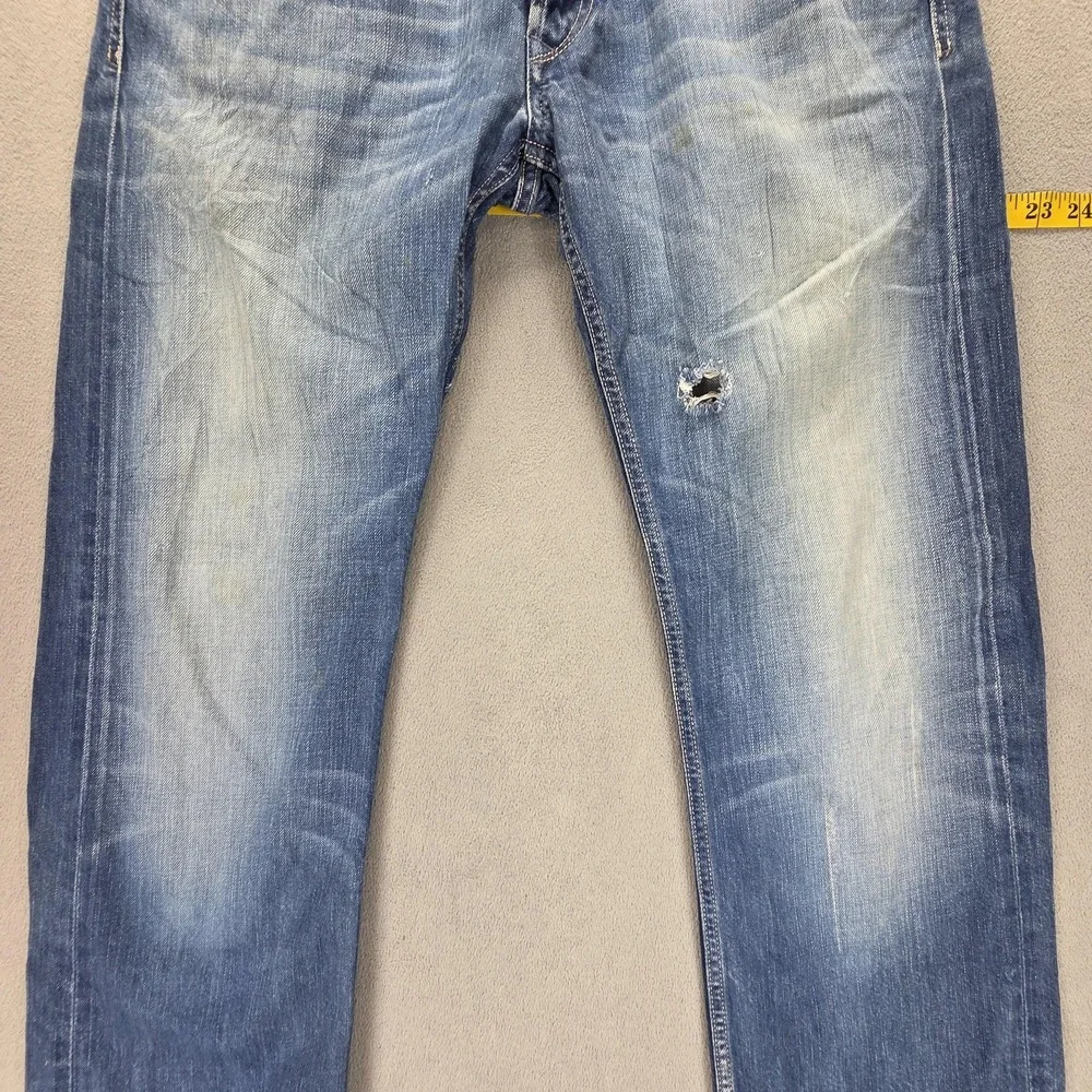 Diesel Jeans Mens 32x32 Blue Viker Straight Distressed Made In Italy 008MZ